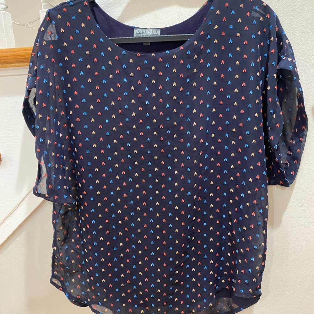 Joseph A Blue Relaxed Blouse with Short Sleeves